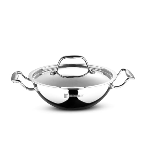 Image 10 of BERGNER Argent TriPly Stainless Steel Kadai with Stainless Steel Lid