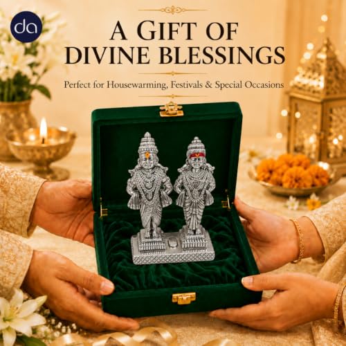 Image 3 of Dev Aastha 999 Silver Plated Vitthal Rukmini Idol for pooja & diwali gifts - 3 Inch