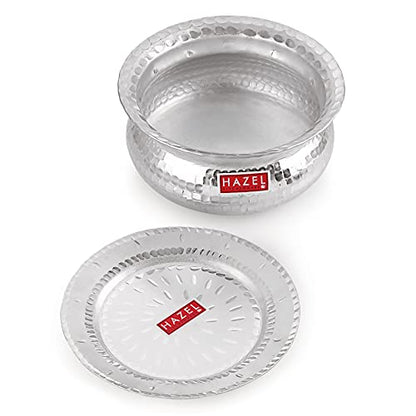 Image 3 of HAZEL Aluminium Hammered Finish Handi With Lid 29 Cm 6700 ml