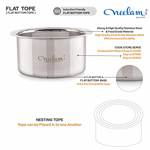 Image 3 of neelam Stainless Steel Flat Bottom Tope 3200 ml