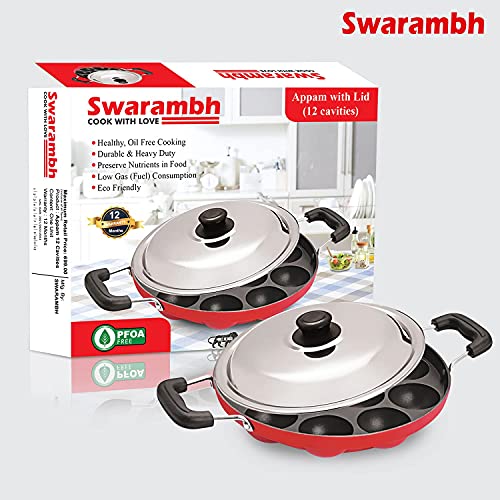 Image 5 of Swarambh Non Stick 12 Cavity Aluminium Appam Patra Ponganal Pan with Lid
