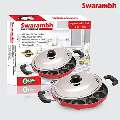 Image 5 of Swarambh Non Stick 12 Cavity Aluminium Appam Patra Ponganal Pan with Lid