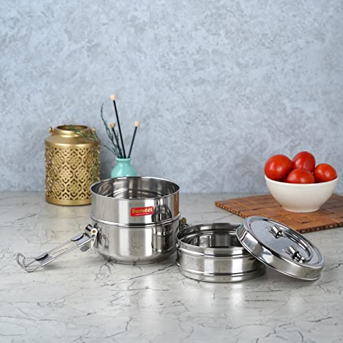 Image 6 of Sumeet Stainless Steel 3 Compartment Lunch Box/Tiffin with Lid (1500ML)