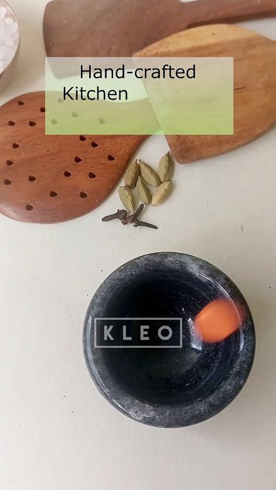Image 2 of KLEO Stone Mortar and Pestle (Very Small Size) Ginger, Medicine Pills Grinder Masher - (3 Inch) (Brown)