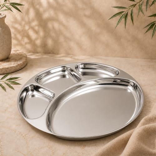 Image 3 of Large-1 for the product Spillbox Stainless Steel Tiffin Plate