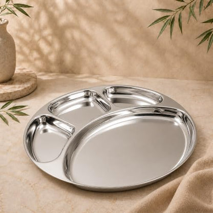 Image 3 of Large-1 for the product Spillbox Stainless Steel Tiffin Plate