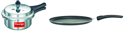 Image 1 of Default Title for the product Prestige Popular Aluminium Outer Lid Pressure Cooker 2 Litres & Prestige Aluminium Omega Select Plus Non-Stick Omni Tawa 25cm