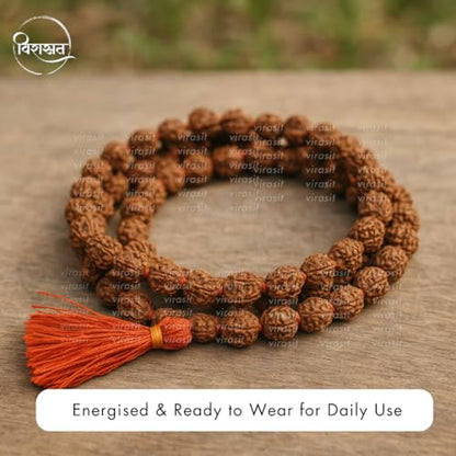 Image 5 of 5 Mukhi Rudraksha Mala 108 Beads Original Certified | Natural Panchmukhi Rudraksha Japa Mala for Men & Women | Jaap Mala for Meditation, Shiv Puja, Yoga, Prayer, Chanting | 6mm Size