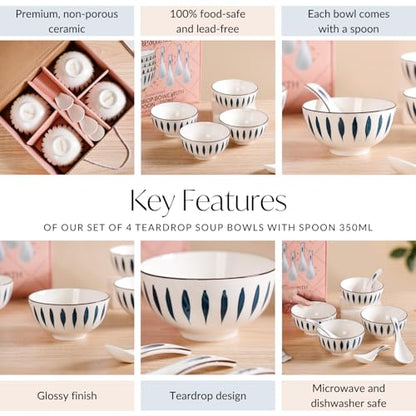 Image 5 of Nestasia Set of 4 Soup Bowl with Spoon (350ml Each)