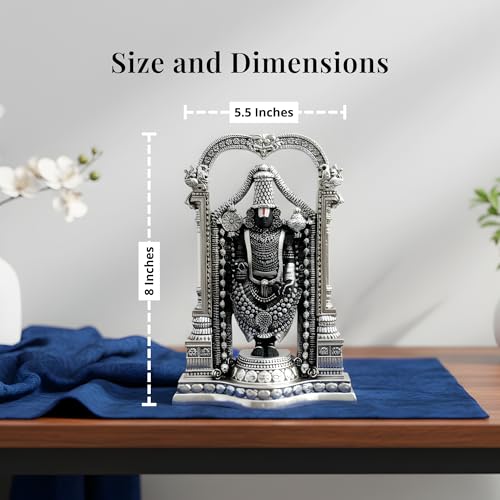 Image 3 of Dev Aastha 999 Pure Silver Plated Standing Balaji Idol - 8 Inch