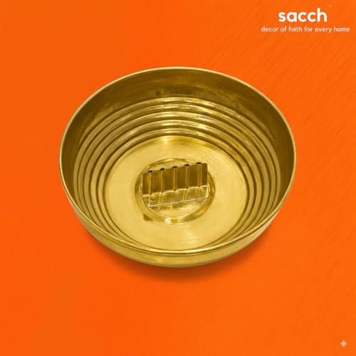 Image 4 of Sacch Pure Brass Agarbatti Stand With 5 Holes, 11.2 Cm Ash Catcher Tray (Large ~50G, Pack Of 1)
