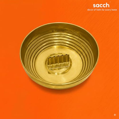 Image 4 of Sacch Pure Brass Agarbatti Stand With 5 Holes, 11.2 Cm Ash Catcher Tray (Large ~50G, Pack Of 1)