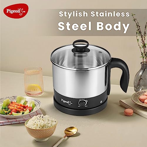 Image 5 of Pigeon By Stovekraft 1.5 Liters Multipurpose Kessel 3 In 1 Value Pack, Multi Cooker, Idli Stand With 3 Plates, Steamer With Stainless Steel Stand (Black & Silver), 600 Watts