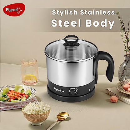 Image 5 of Pigeon By Stovekraft 1.5 Liters Multipurpose Kessel 3 In 1 Value Pack, Multi Cooker, Idli Stand With 3 Plates, Steamer With Stainless Steel Stand (Black & Silver), 600 Watts