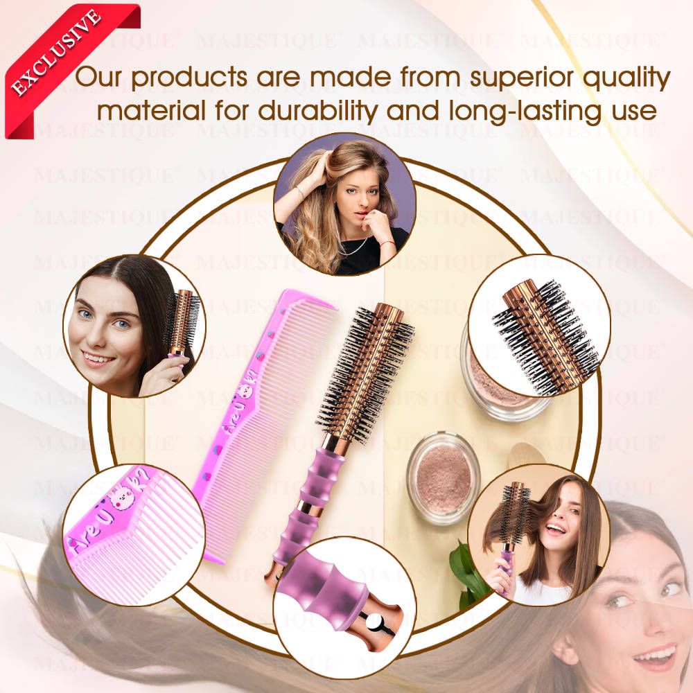 Image 7 of Majestique Round Hair Brush With Comb (Set of 2)
