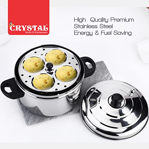 Image 4 of Crystal Stainless Steel Idli Cooker (Dlx) 4 Plates, Induction Compatible