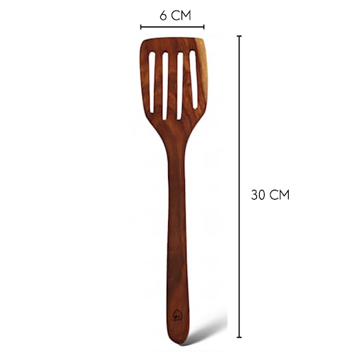 Image 4 of Vesta Homes Neem Wood Spoon, Compact Flip, Spatula/Ladle Set of 3