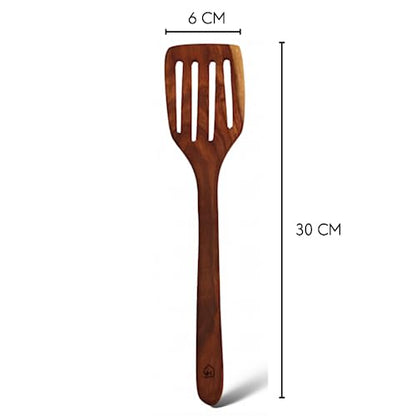 Image 4 of Vesta Homes Neem Wood Spoon, Compact Flip, Spatula/Ladle Set of 3