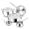 Image 1 of Default Title for the product BERGNER BE Essentials TriPro Tri-Ply 7 Pcs Cookware Set of Rice Handi 24cm (5.5 L) with Lid, Biryani Handi 28cm (6.4 L) with Lid, Sautepan 22cm (2 L), Coffee Warmer 12cm (800ml), Tadkapan 10cm (300ml)