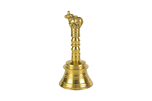 Image 2 of Spillbox Brass Bell/Ghanti For Pooja Handmade Indian Prayer Bell For Aarti, 5 Inch Nandi