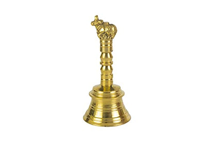 Image 2 of Spillbox Brass Bell/Ghanti For Pooja Handmade Indian Prayer Bell For Aarti, 5 Inch Nandi