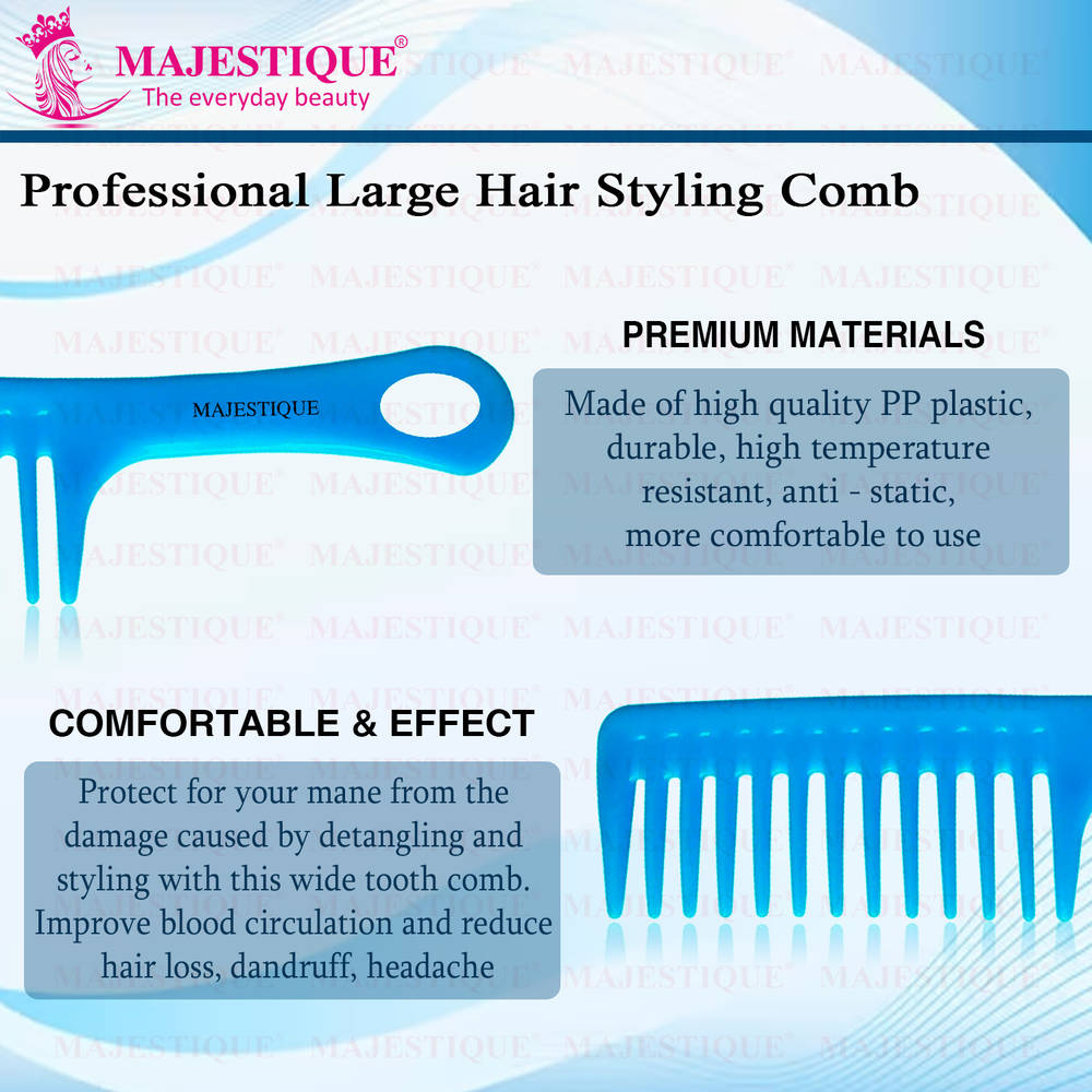 Image 3 of Majestique Handle Wide Tooth Comb for Curly Hair, Long Hair