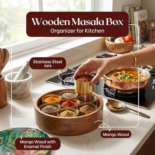 Image 8 of nestroots Wooden Masala Box for Kitchen