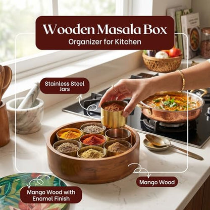 Image 8 of nestroots Wooden Masala Box for Kitchen