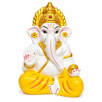 Image 1 of Default Title for the product Hanuman Ji Car Dashboard Idol | Bahubali Hanuman ji Home Temple, Office Desk & Living Room Decor | Premium Black Meditation Pose Showpiece (White and Golden)