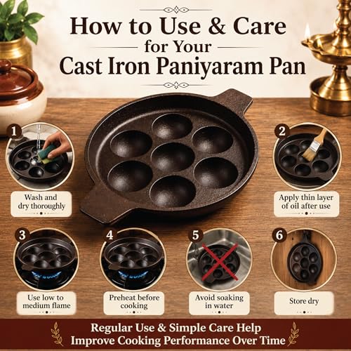 Image 2 of 6th Planet 7 Pit Cast Iron Paniyaram Pan
