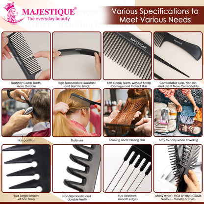 Image 2 of Majestique Professional Hair Styling Comb - Black