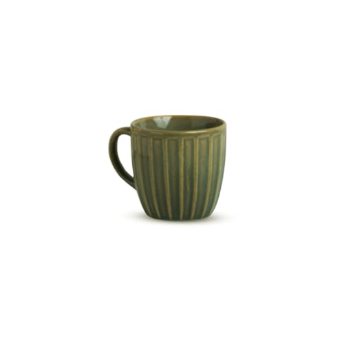 Image 3 of ExclusiveLane Sage Ribbed Ceramic Tea Cups Set of 6 190 ml