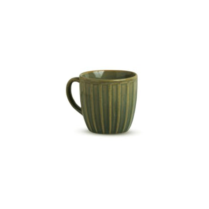 Image 3 of ExclusiveLane Sage Ribbed Ceramic Tea Cups Set of 6 190 ml