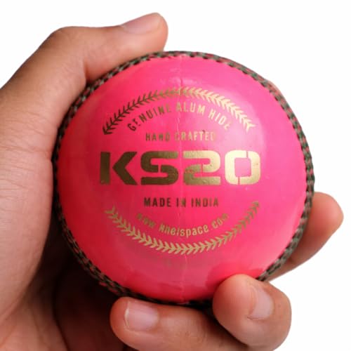 Image 5 of KHELSPACE KS-20 Pink Leather Cricket Ball - Hand-Stitched for Match Play and Training, Premium Durability