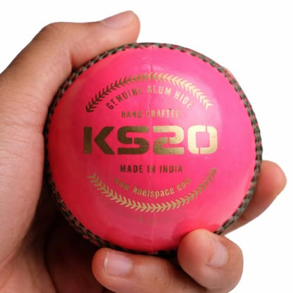 Image 5 of KHELSPACE KS-20 Pink Leather Cricket Ball - Hand-Stitched for Match Play and Training, Premium Durability