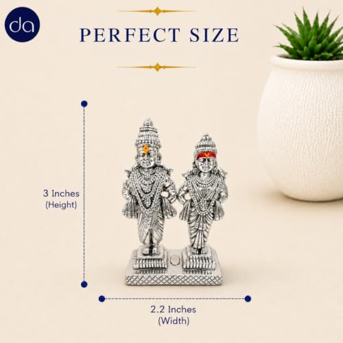 Image 2 of Dev Aastha 999 Silver Plated Vitthal Rukmini Idol for pooja & diwali gifts - 3 Inch