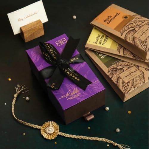 Image 1 of Default Title for the product KOKOMAE Raksha Bandhan Chocolate Gift Box | 3 Chocolate Coated Nut Bars