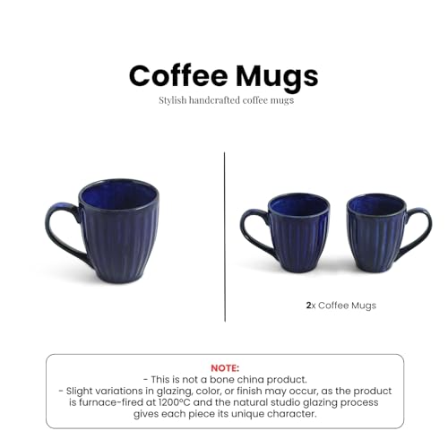 Image 6 of ExclusiveLane Midnight Ribbed Hand-Embossed Ceramic Coffee Mug Set of 2 260 ML