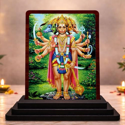 Image 1 of Default Title for the product 4x5 Inch Lord Vishnu Wooden Idol with HD Print | Elegant Bhakti Desk & Temple Decor