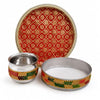 Image 1 of Default Title for the product Pure Source India Traditional Banarasi Floral Brocade Design Karwa Chauth Pooja Thali Set with Channi, Karwa Lota