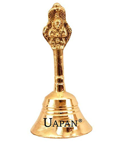 Image 2 of 5 Inch for the product Uapan Brass Pooja Bell,Nagpari, Gold