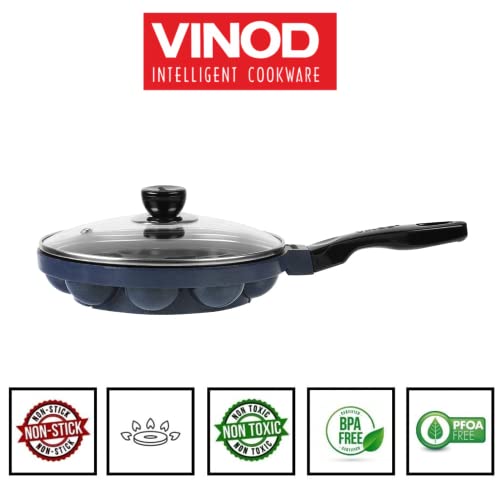 Image 4 of Vinod Zest Non-Stick Paniyarakkal with Glass Lid – 12 Cavities, 20.5 cm Diameter