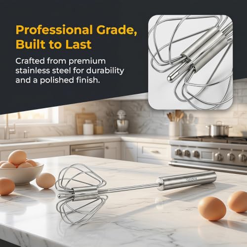 Image 5 of Hand Blanders Egg Whisk, Hand Push Whisk Blender, Stainless Steel Egg Beater, Stirring