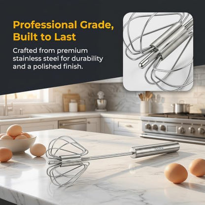 Image 5 of Hand Blanders Egg Whisk, Hand Push Whisk Blender, Stainless Steel Egg Beater, Stirring