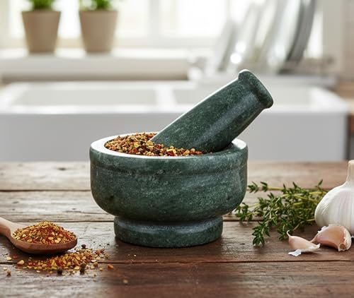 Image 3 of KLEO 4" Wide Green Natural Stone Mortar and Pestle Set