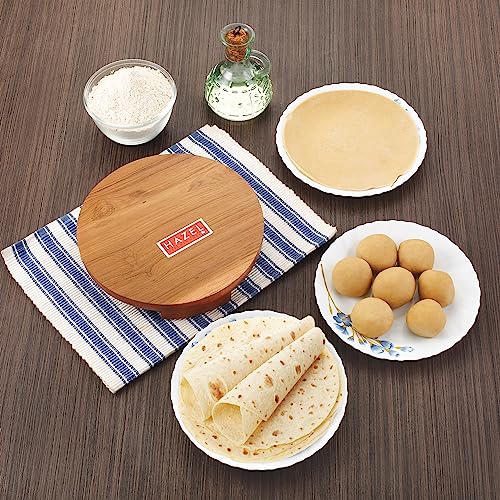 Image 2 of HAZEL Sagwan Polpat Chakla Roti Chapati Maker 24 cm with Sheesham Roti Roller Belan Rolling Pin 42 cm