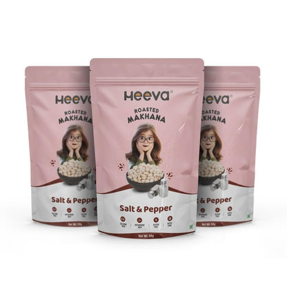 Image 1 of Default Title for the product Heeva Roasted Makhana Foxnut Salt n Pepper Flavour 50g Pack of 3