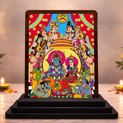 Image 1 of Default Title for the product 4x5 Inch Folk Art Ganesha Wooden Idol with HD Print | Divine Grace Desk & Temple Decor