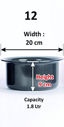 Image 3 of Sumeet Aluminium Non-Stick Tope No. 12, 1.8 Liters, Hard Anodised, Black