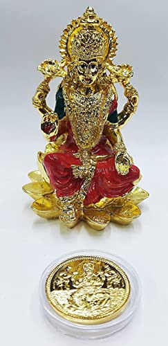 Image 1 of Default Title for the product Gold Art India Kamal Laxmi Gold Plated Idol for Mandir (3.7" Inch)
